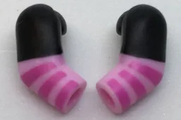 Arm, (Matching Left and Right) Pair with Black Short Sleeves and Dark Pink Stripes Pattern / Bright Pink