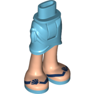 Lego Minidoll Hips and Wrap Skirt with Light Nougat Legs and Dark Blue Sandals Print / Medium Azure