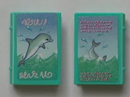 Minifigure, Utensil Book 2 x 3 with Dolphin in Water Pattern (Stickers) - Set 3142 / Light Turquoise