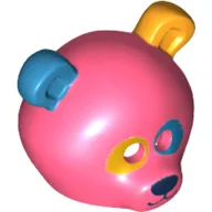 Costume / Mask, Bear with Dark Azure and Bright Light Orange Ears and Eyepatch Print / Coral