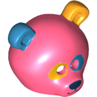Lego Costume / Mask, Bear with Dark Azure and Bright Light Orange Ears and Eyepatch Print / Coral