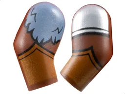 Arm, (Matching Left and Right) Pair with Silver Armor, Sand Blue Fur and Dark Orange Gauntlets Pattern / Reddish Brown