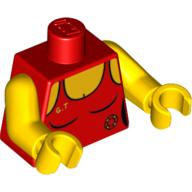 Lego Torso Swimsuit with Lifeguard Ring and Yellow 'G.T' Print, Yellow Arms and Hands / Red