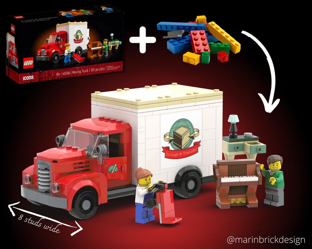 Lego 40586 Mod - Moving Truck (8 Studs Wide) - Lego Cars Moc Instructions
