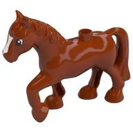 Duplo Animal Horse with one Stud and Raised Hoof with White Blaze Print