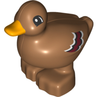 Lego Duplo Animal Duck with Bright Light Orange Bill and Brown Feathers Print / Medium Nougat