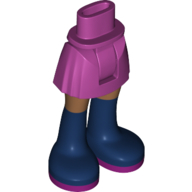 Lego Minidoll Hips and Short Skirt with Medium Nougat Legs and Dark Blue Boots / Magenta