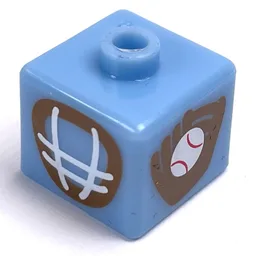 Pen Bead, Square with Baseball Glove and Mask Print / Medium Blue