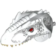 Animal Body Part, Dinosaur, Indominus Rex Head with Light Bluish Gray Pin, Tan Teeth, Red Eyes and Light Bluish Gray Scales Print / White