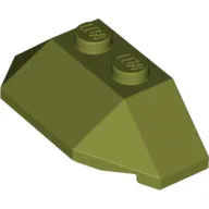 Brick Wedged, Sloped 45° 2 x 4 Triple / Olive Green