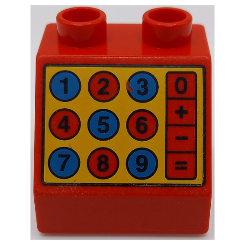 Lego Duplo Brick 2 x 2 Slope 45° with Calculator Print / Red