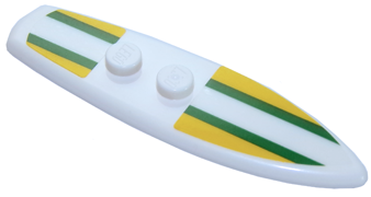 Lego Minifigure, Utensil Surfboard Standard with Yellow and Dark Green Stripes Pattern (Stickers) - Set 40252