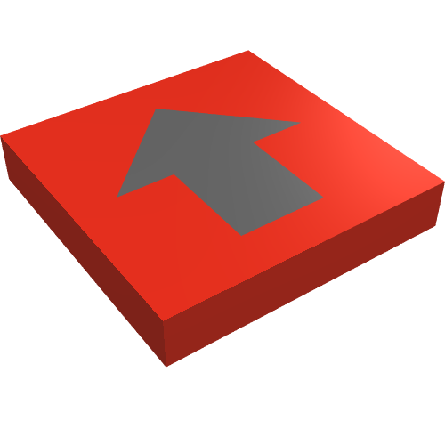 Lego Tile 2 x 2 with Black Wide Arrow Print / Red
