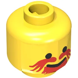 Minifig Head Knight, Moustache Red Goatee Print [Blocked Open Stud] / Yellow