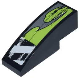 Slope, Curved 3 x 1 with Danger Stripes and Lime Decorative Pattern Model Left Side (Sticker) - Set 8211