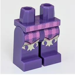 Hips and Dark Purple Legs with Bright Pink Checkered Pattern with Gold Ruffles/Fringe Print / Dark Purple