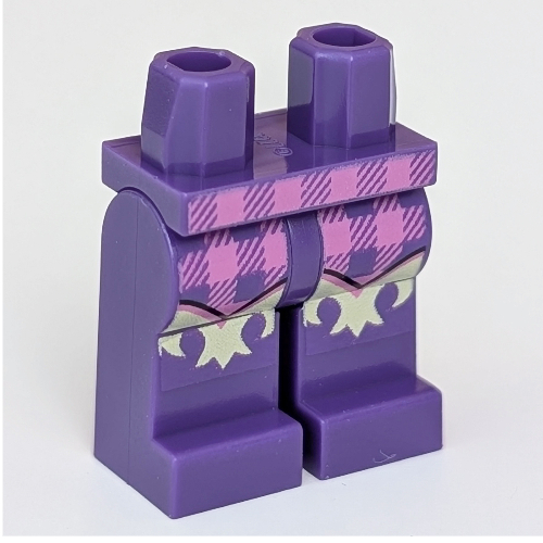Lego Hips and Dark Purple Legs with Bright Pink Checkered Pattern with Gold Ruffles/Fringe print / Dark Purple