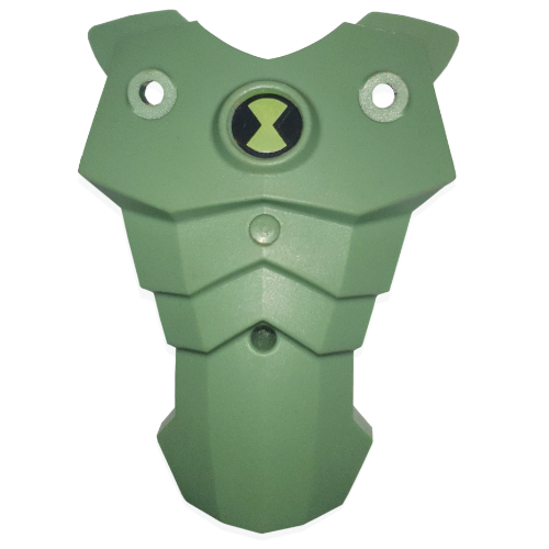 Lego Large Figure Torso Cover, with Raised Center Circle and Ben 10 Print / Sand Green