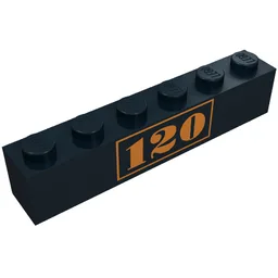 Brick 1 x 6 with Gold '120' Print / Black