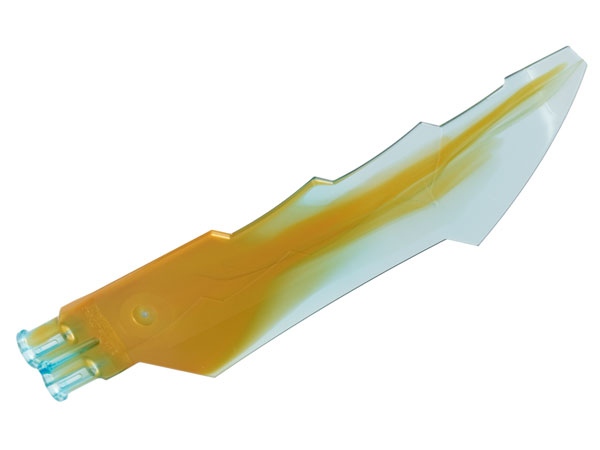 Lego Propeller 1 Blade 14L with 2 Axle Holes and Jagged Edges (Sword Blade) with Marbled Pearl Gold Pattern / Trans-Light Blue