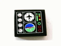 Tile 2 x 2 with Gauges and Airplane and Horizon Screen Pattern (Sticker) - Set 8412