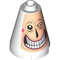 Cone 2 x 2 x 2, Open Stud with Light Nougat Face, Scary White Teeth Smile, Black Eyes with Curl, Dark Pink Cheeks Print