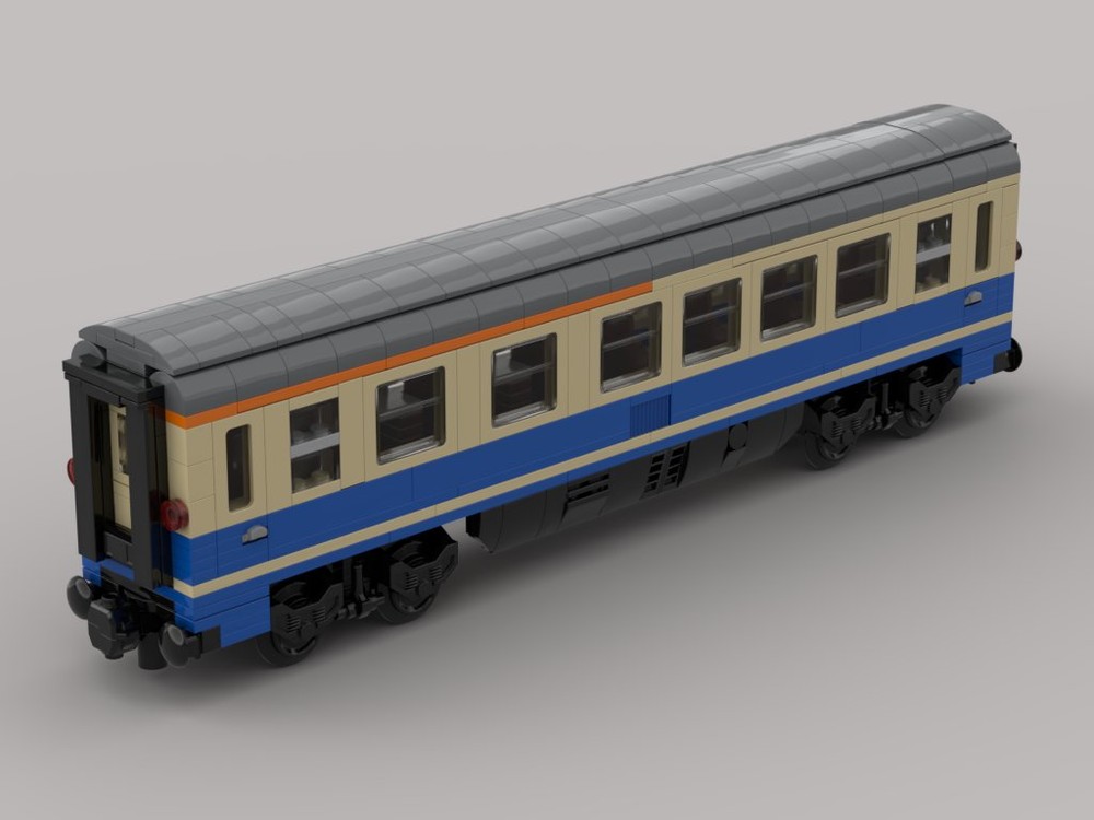 Lego First and second class Eurofima wagon ABvmz from the German Federal Railroad
