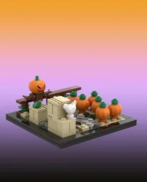 Halloween pumpkin field diorama