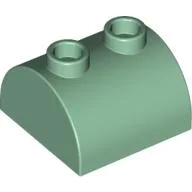 Brick Curved 2 x 2, Two Top Studs / Sand Green