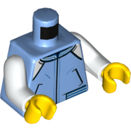 Lego Torso Tracksuit Jacket, Pockets, Zipper Print, White Arms, Yellow Hands / Medium Blue