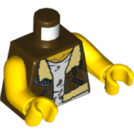 Lego Torso Vest Jacket with Fur and Stained Undershirt Print, Yellow Arms and Hands / Dark Brown
