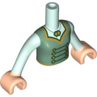 Lego Minidoll Torso Girl, Sand Green Tunic, Light Aqua Arms, Light Nougat Arms / Light Aqua
