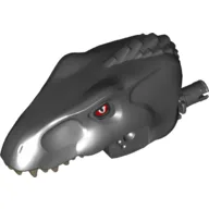 Animal Body Part, Dinosaur, Indoraptor Head with Pin, Dark Tan Teeth, Red Eyes / Black