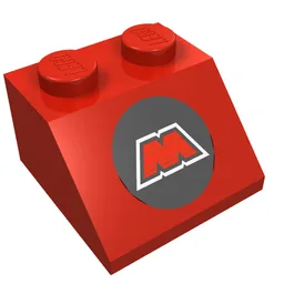 Brick Sloped 45° 2 x 2 with MTron Logo Print / Red