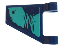 Flag 2 x 2 Trapezoid with Flat Edge with Dark Turquoise Splotches Pattern Model Left Side (Sticker) - Set 76101