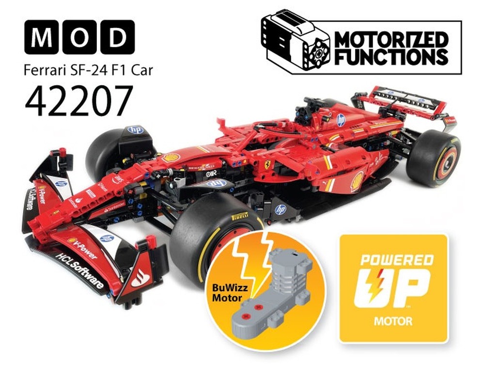 Lego 42207 페라리 SF-24 F1 Car RC MOD for Powered Up & BuWizz Motors