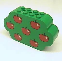 Brick Curved 2 x 8 x 4 Triple Curved Ends with 7 Apples Print / Green