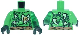 Torso Dark Tan Tattered Belt, Gold Heart, Dark Green Skin Wrinkles, Yellowish Green Barbs Pattern / Trans-Green Arm Left / Bright Green Arm Right / Dark Green Hands