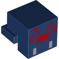 Minifig Head Special, Cube with Rear Ledge, Pixelated Red and Light Bluish Grey Face Print (Spider) / Dark Blue