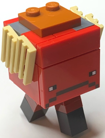 Lego Minecraft Strider (Red Plate 1 x 3, Light Bluish Gray Round Plates 1 x 1 with Open Stud) - Brick Built