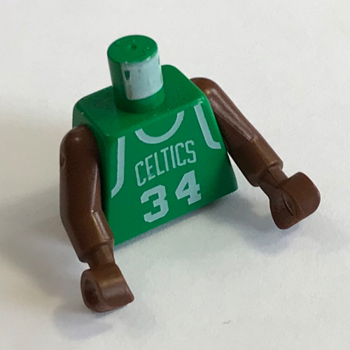 Lego Torso Basketball Jersey, Boston Celtics '34' Print, Long One Piece Arms Brown (NBA) / Green