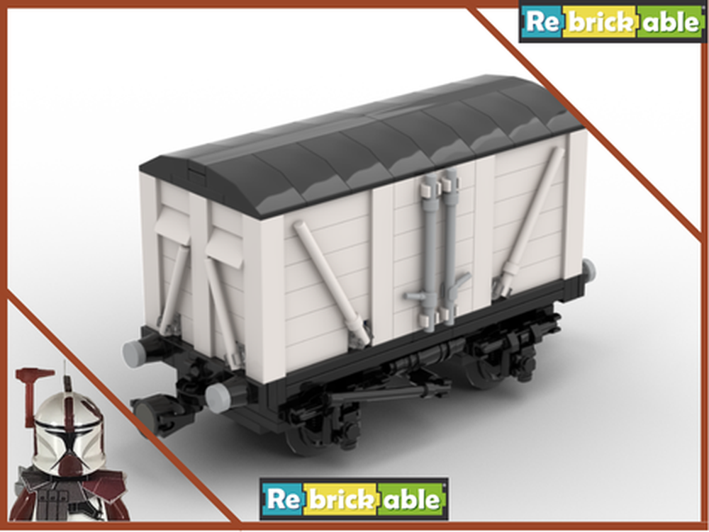 Lego (V2) (White) Vented Boxcar 7wide (old magnet couplers)