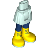 Lego Minidoll Hips and Short Skirt with Blue Legs and Yellow Laced Boots Print / Light Aqua