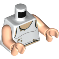 Lego Torso Tank Top with Dark Tan Stains Print, Light Nougat Arms and Hands / White