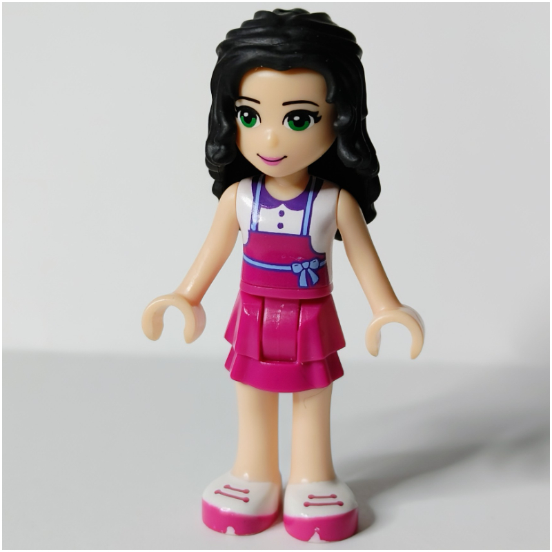 Lego Emma - White Top, Magenta Apron, Flower