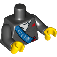 Lego Torso Equestrian Jacket with Blue Sash and 'TEAM GB' Print, Black Arms, Yellow Hands / Black