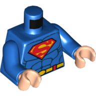 Lego Torso Muscles, Belt and Red and Yellow Superman Logo Print, Blue Arms, Light Nougat Hands / Blue