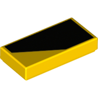 Lego Tile 1 x 2 with Black Wedge-shape/Thick Stripe print for Right Side of Model