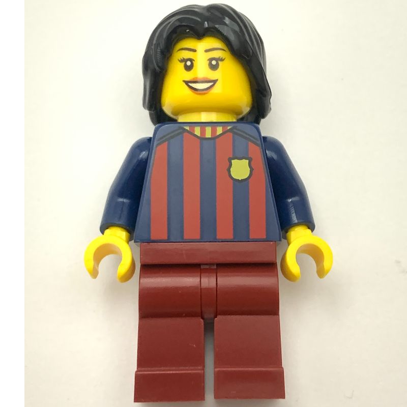Lego FC Barcelona Fan - Dark Red Legs, Black Long Hair