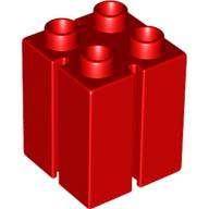 Lego Duplo Brick 2 x 2 x 2 with Vertical Grooves / Red